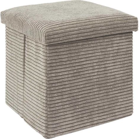 AMORY - Pouf Coffre Pliable Côtelé Taupe 38x38 cm (1/5)
