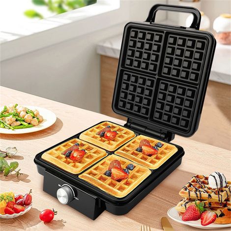 Appareil à petit-déjeuner maison, gaufrier quatre pièces, appareil à sandwichs avec réglage du niveau de grillage (1/5)