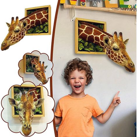 Sculpture Murale Girafe - En Mousse Latex Haute Densité - Décoration Murale pour Chambre d'Enfant ou Salle de Jeux - 1 Pièce (1/5)