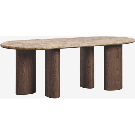 SKLUM Ovaler Esstisch 220x100 cm aus MDF und Marmor Dayana Brauner Marmor Emperador (1/5)