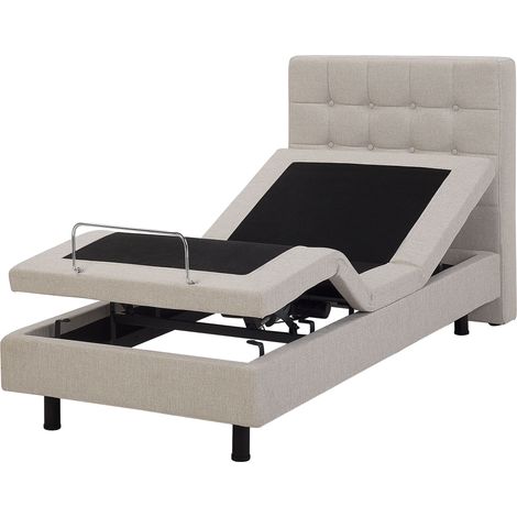 Cama ajustable eléctricamente individual 90 x 200 cm beige con mando a distancia Duke