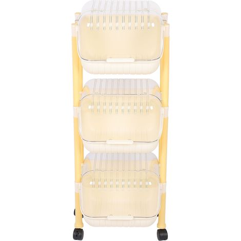 Étagère de rangement à roulettes pour la maison, panier à légumes mobile à plusieurs niveaux en plastique avec couvercle (1/5)