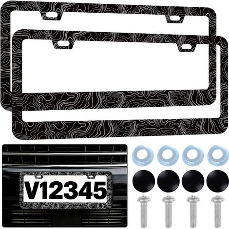 2 Pièces Cadre Plaque d’Immatriculation Mignon Noir Acier Inoxydable Porte Plaque Voiture avec Vis Ajustement Universel pour Hommes Femmes SUV Camion Auto Accessoire (1/5)