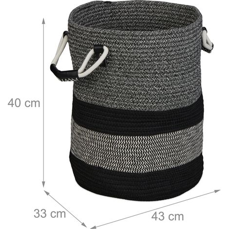 Cesto portaoggetti pieghevole in stile boho chic 40 x 40 x 40 cm con pratici manici in cotone bianco 130013183