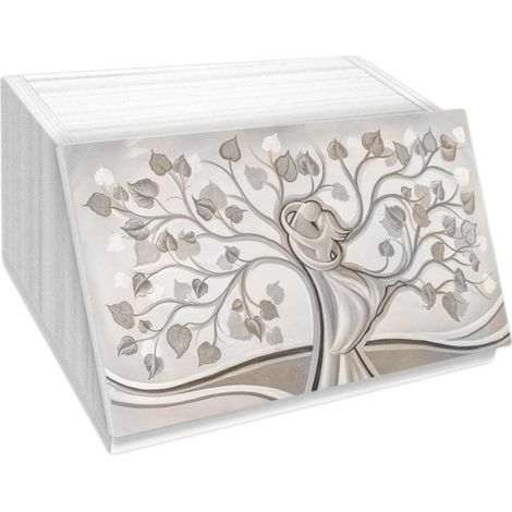 Lupia Portapane Legno Bianco ALBERO ABBRACCIO, Contenitore Pane 40x20x30 cm (1/4)