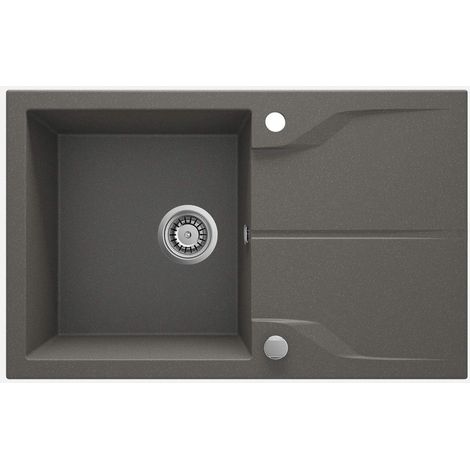 Lavello cucina in granito ad incasso con 1 vasca e gocciolatoio 78x49 cm antracite metallizzato - Nexyo Flush (1/5)