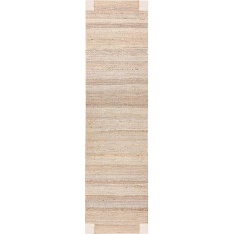 Runner Rug Light Beige Jute 80 x 300 cm Rectangular Woven Rustic Style Hallway Bedroom AMRAVATI