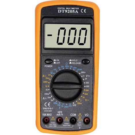 Digital-Multimeter DT9205A 600Vac/dc, 10Aac/dc, Widerstand, Kapazität, Kontinuität...