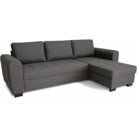 Canapé d'angle fixe réversible 4 places - Tissu Anthracite - L245 x P150 x H86 cm - HAMILTON - Fabriqué en Ukraine (1/5)