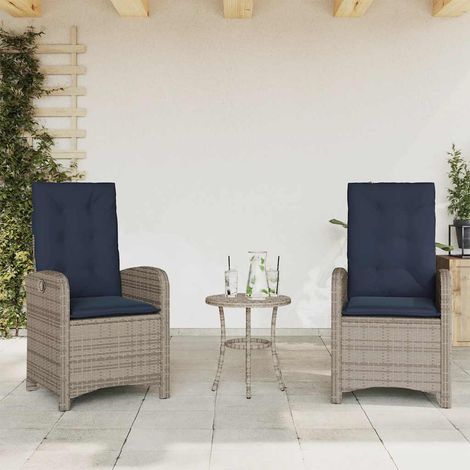 vidaXL Sedie da Giardino Reclinabili 2 pz e Cuscini Grigio