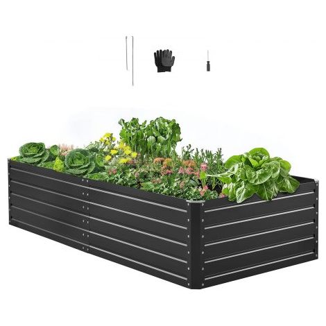 Cama Elevada de Jardín 203,2 x 101,6 x 47 cm, Jardinería Elevada Placa de Galvalume para Cultivo de Flores Plantas Hierbas Huerto Urbano, para Jardín Terraza Patio Balcón con Accesorios (1/5)