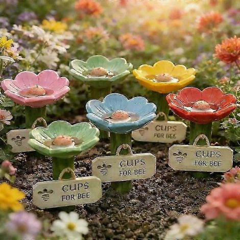 Abreuvoir à abeilles en céramique en forme de fleur Abreuvoirs à abeilles pour jardin-D (1/2)