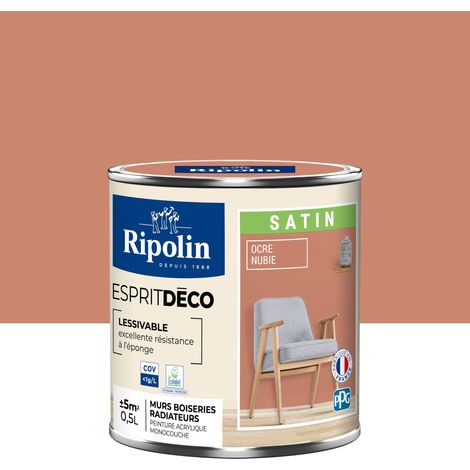 Ripolin – Peinture murale satin 0,5L couleur ocre nubie – Ultra-couvrante pour murs et boiseries – Lessivable et facile à entretenir (1/5)