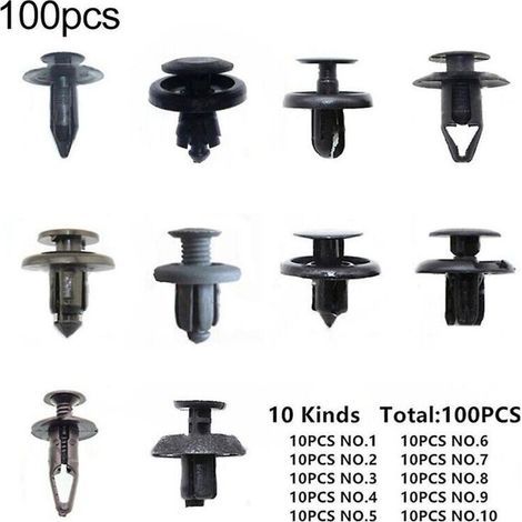100 pièces en plastique voiture pare-chocs porte panneau garde-boue coffre vis Rivets attache Clips (1/4)