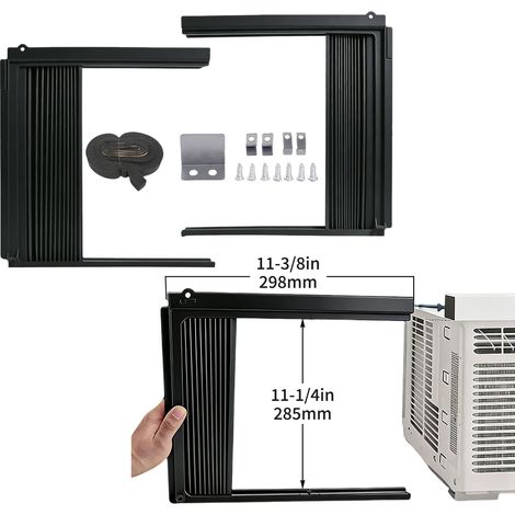 Plaque d’étanchéité pour climatiseur monobloc fenêtre 5000 BTU – Panneau réglable noir 24 pouces, avec lames orientables anti-courant d’air (1/5)
