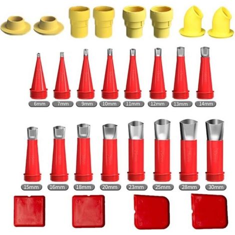 28 Pièces Kit Outils de Calfeutrage avec Embouts Acier Inoxydable Outils de Finition Ergonomiques pour Application de Mastic pour Portes et Fenêtres