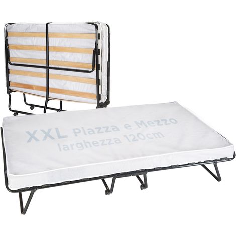 Soluko Letto Brandina Pieghevole a Doghe con Materasso 120x200 Piazza e Mezza