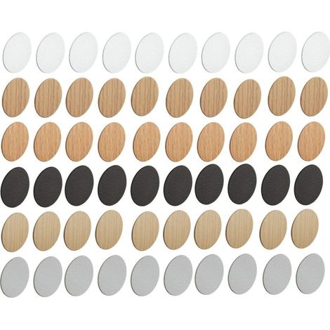 – Lot de 10 cache vis autocollants en plastique couleur bois pin diamètre 18mm – Finition soignée pour dissimuler les vis (1/2)