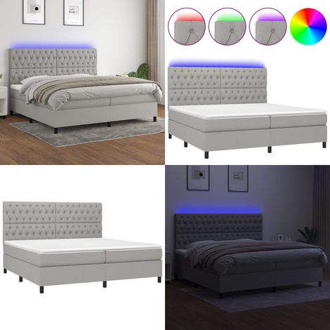 Sommier à lattes de lit et matelas et LED Gris clair 200x200 cm - Sommier Tapissier - Lit Plateforme - Lit Avec Led - Matelas À Ressorts Ensachés - Têted Lit Ajustable - Home & Living (1/5)