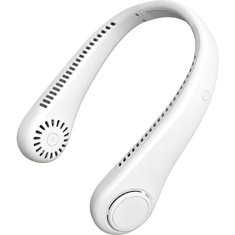 Ventilatore da collo portatile senza pale,3 velocità del vento,batteria ricaricabile tramite USB da 800 mAh,ideale per i viaggi (bianco)