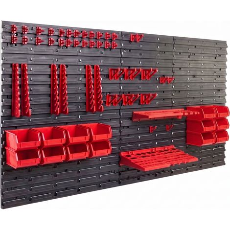 Peg Large - 6 paneles perforados para herramientas de taller, 98 piezas. Portaherramientas y organizador de pared de metal negro (1/5)