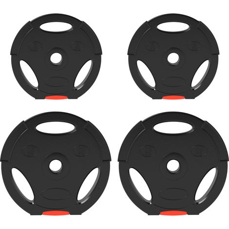 Set de 4 discos de pesas 2 x 10 kg y 2 x 5 kg, orificio de 30 mm, negro (1/5)