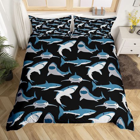 Housse de Couette Requins de Dessin animé océan Marin pour Enfants mer effrayante Housse de Couette pour Garons et Enfants créature Sealife Unique (1/5)
