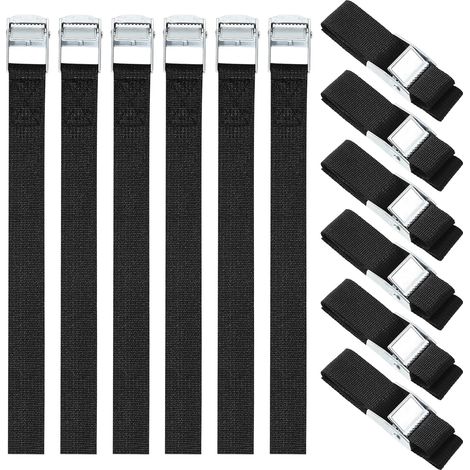 12 Packs Sangle d'Arrimage,25mm x 0.5 m Sangle de Serrage,Sangle Porte Velo avec Boucle de Fermeture,Selon DIN en 12195-2,adapté aux camionnettes,Motos,camions Marchandises liées（Noir）