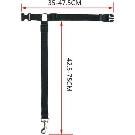 Ceinture de sécurité pour chien - PZCC - Modèle universel - Réglable 42,5-75 cm - Multifonctionnelle - Noir (1/3)