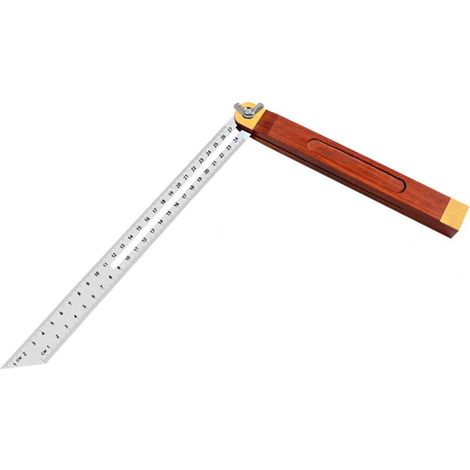 Règle d'angle d'activité de 27 cm, rapporteur, équerre en T coulissante horizontale, mètre ruban de charpentier, multi-angles, manche en bois avec graduations en pouces/cm