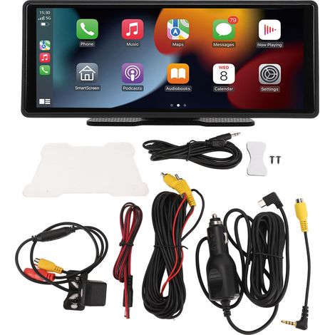 Autoradio portable avec commande vocale, navigation GPS, AUX, FM, écran tactile 10,26 pouces, compatible CarPlay et Android Auto (1/5)