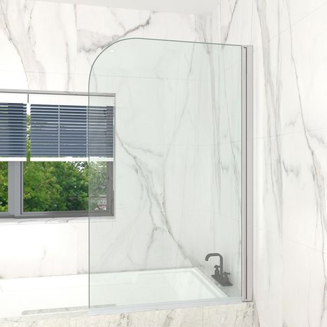 T&K Pivot Shower Screen Chrome 140cm Height, 90cm Width, Round corner, 5mm Toughened Double-sided Easy Clean Glass (1/5)