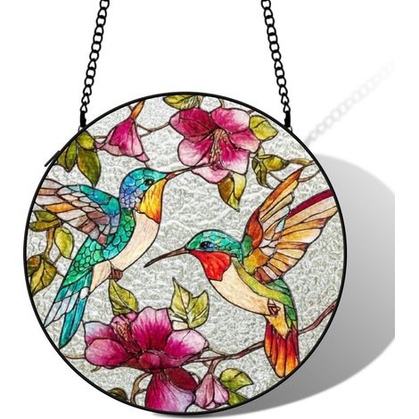 Vitrail colibri attrape-soleil 16 cm décoration fenêtre suspension élégante cadeau grand-mère (1/5)