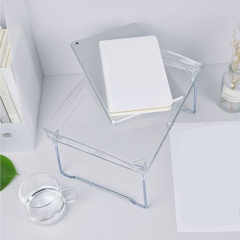 Stapelbarer, transparenter Schreibtisch-Organizer – 31,5 cm, Kunststoff und Metall – faltbar mit Tür, für Küche und Büro (1/5)