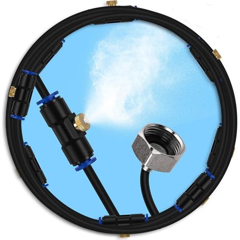 Système de brumisation extérieur for terrasse extérieure, système de Refroidissement par brumisation, Tuyau de Brouillard d'eau for Jardin, Serre, parasol, auvent, porche(60FT(18.3m)) (1/5)