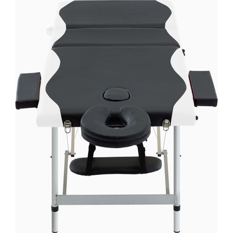 Table de massage pliable 3 zones Aluminium Noir et blanc (1/5)