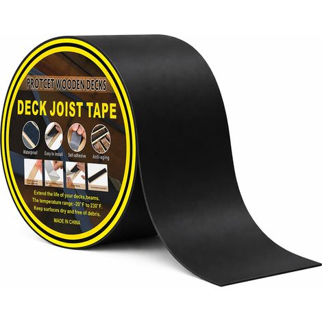 Bande d'étanchéité en butyle - Autocollant imperméable - 5 x 5 m - Bande de protection du bois - Noir - Pour terrasses, structures en bois (1/5)