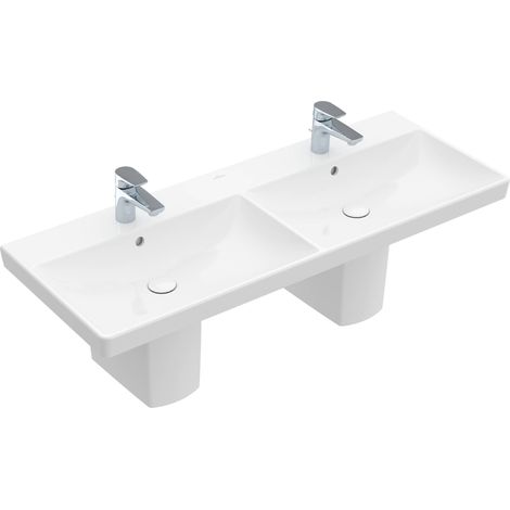 Villeroy & Boch Avento - Schrank-Doppelwaschbecken 120x47 cm, mit Überlauf, 2 Hahnlöcher, Alpinweiß 4A23CK01 (1/5)