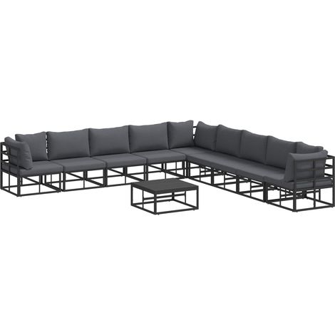 Maison Exclusive - Set Divano da Giardino con cuscino 10 pcs Nero Alluminio