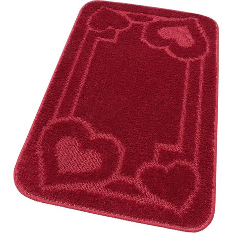 Tappeto Bagno Tinta Unita Antiscivolo Assorbente Camera Letto 100% Made In Italy Rosso - 50x80 cm