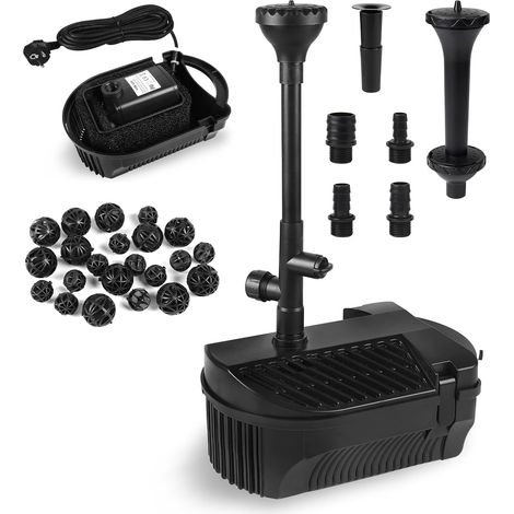 Pompe de bassin extérieur avec filtre, 3200 l/h, 95 W, kit de fontaines, filtre biologique, système complet (1/5)