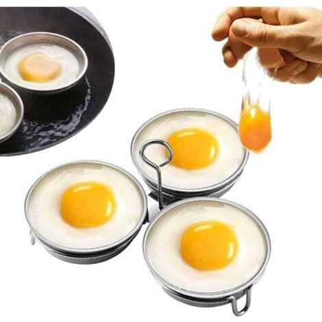 Stainless steel egg poacher, perfect for poached eggs, round egg cooker rings for breakfast, 3 egg cups