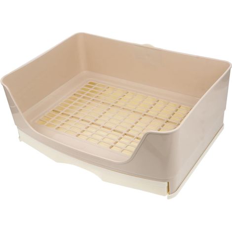 Boîte à Toilettes pour Petits Animaux Beige, Bac à Litière avec Tiroir en Plastique, Adaptée aux Lapins Adultes et Cochons d’Inde, Nettoyage Simplifié (1/5)
