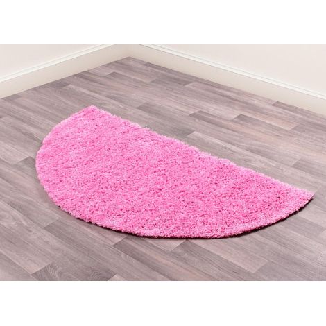 Modern Retro Plain Soft Shaggy Half Moon Rug Blush Pink 70 x 140 cm (2'3''x4'7'') Semi Circle (1/3)