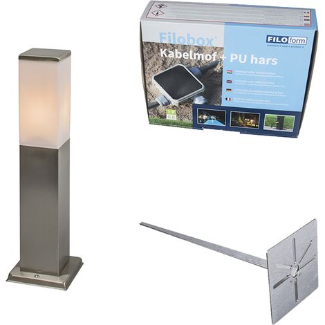 Outdoor Steel Lamp 45cm IP44 - Malios with Ground Spike and Cable Gland
