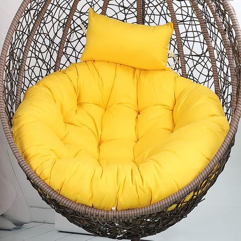 Coussin pour chaise suspendue extérieure, 45x45 cm, assise lavable pour fauteuil hamac, coussin de basket avec appuie-tête, jaune (1/5)