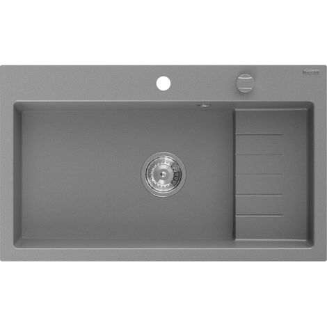 Mexen Omar évier en granit 1 bac 800 x 480 mm, gris, siphon chromé - 6520801005-71 (1/5)