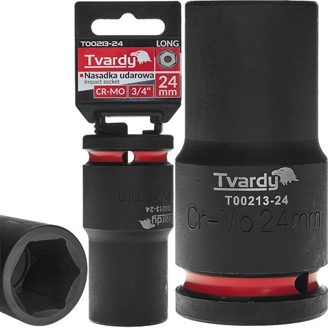 Vaso de impacto largo de 3/4" de 6 puntas, 24 mm, CR-MO (1/20) (1/4)