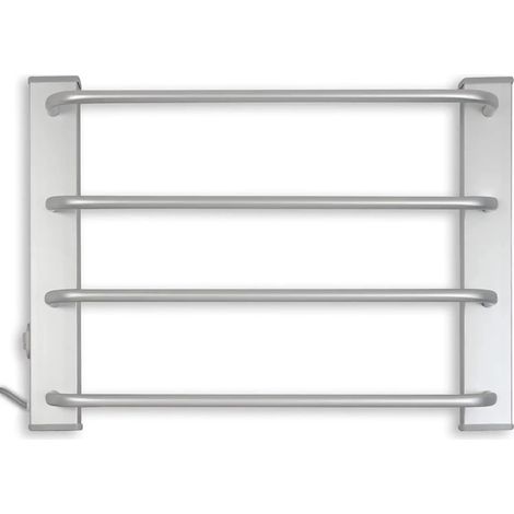 Fishtec – Sèche-serviette électrique mural 60W – 4 barres en aluminium brossé – Dimensions 50 x 37 x 9 cm – Chauffage d'appoint rapide (1/5)
