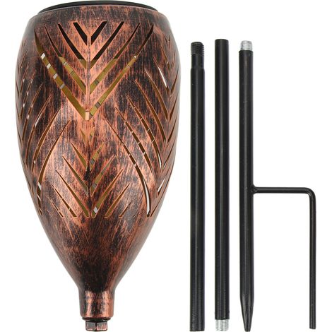 Lumière solaire fer rétro découpé ovale torche extérieur lampe de jardin avec support pour pelouse (1/5)